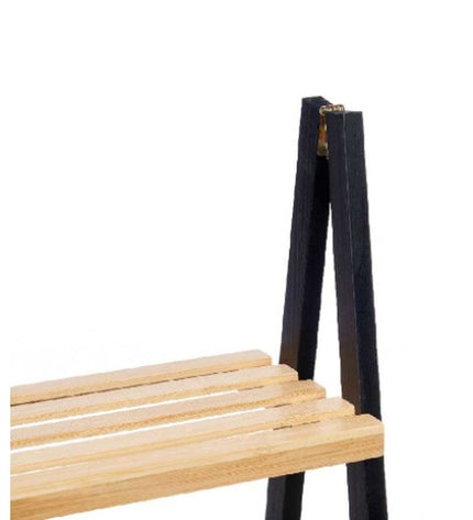 Berilo zwart badkamerkastje in natuurlijke afwerking, 40,3 x 81,5 x 30 cm, geschikt voor huis en koken badkamers