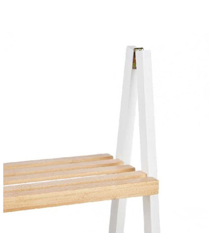 Berilo white bathroom cabinet with natural finish, 40.3 x 81.5 x 30 cm, designed for bathroom storage and organization.