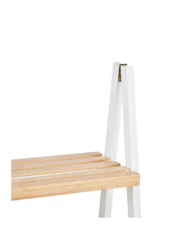 Berilo white bathroom cabinet with natural finish, 40.3 x 81.5 x 30 cm, designed for bathroom storage and organization.