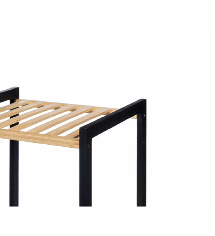 Berilo zwart badkamerschappen set, 35x30x100 cm, natural finish, modern design for bathroom storage and organization.