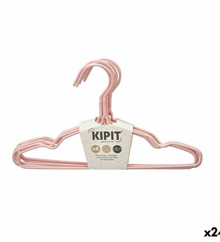 Kleerhangerset Kipit in blauw, groen en roze, metalen and siliconen, 24 pieces, ideal for kids' clothing organization.