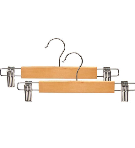 Kleerhangerset Kipit in bruin zilverkleurig hout en metaal, inclusief 24 klemmen, voor huis, koken en opslag organisatie.