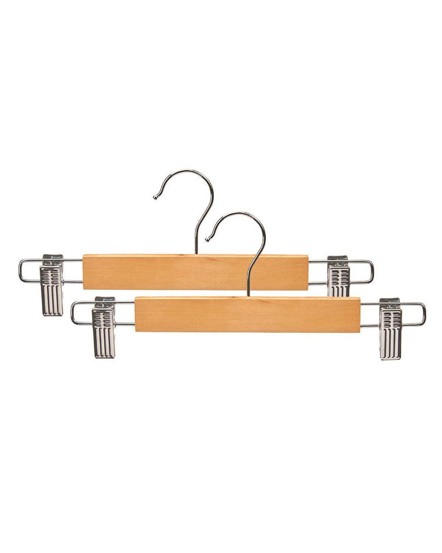 Kleerhangerset Kipit in bruin zilverkleurig hout en metaal, inclusief 24 klemmen, voor huis, koken en opslag organisatie.