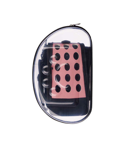 Mascow black and pink plastic small animal carriers or cages, 37x17x22 cm, set of six for small pets.