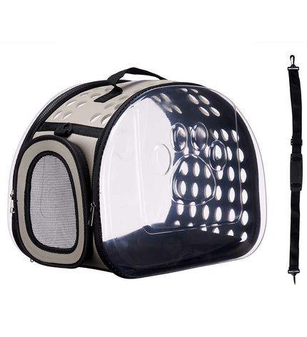 Set of four Mascow gray plastic small animal carrying baskets, 43x20x33 cm, suitable for transporting small pets.