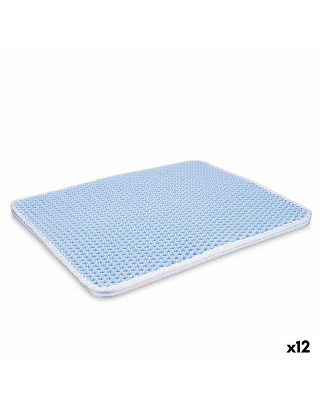 Set of 12 Mascow blue cat litter mats, 50x40x1.5 cm, made of durable material, designed to catch litter around cat's litter box.