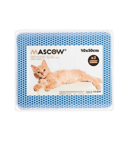 Set of 12 blue cat litter mats from Mascow, measuring 50x40x1.5 cm, designed to catch cat litter and keep floors clean.