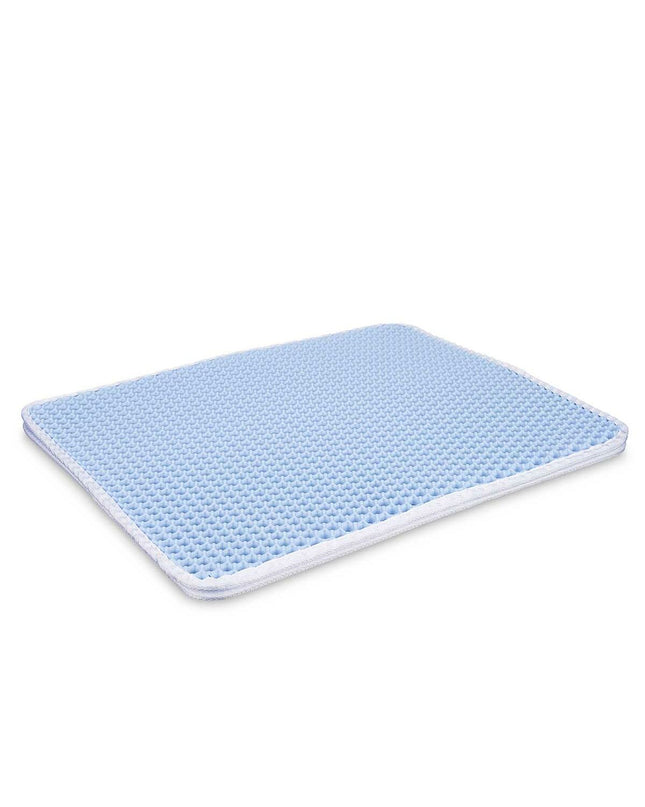 Set of 12 blue cat litter mats by Mascow, measuring 60x45x1.5 cm, designed to catch litter and keep the area clean.