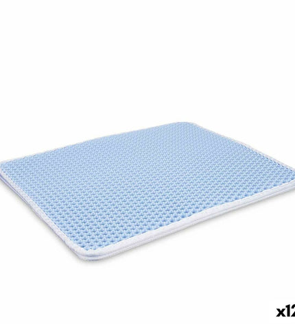 Set of 12 blue cat litter mats from Mascow, measuring 60 x 45 cm, designed to catch spills and keep litter area clean.