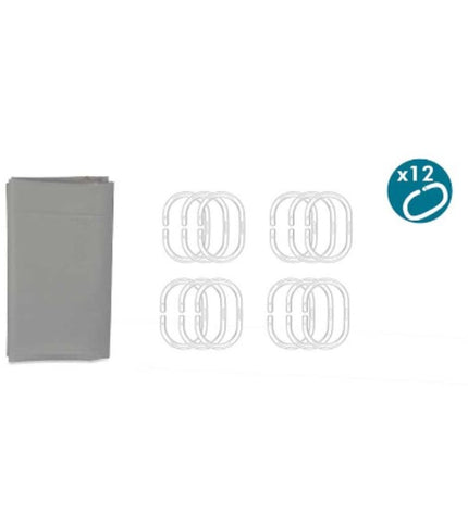 Berilo grijze polyethyleen EVA douchegordijn, 180x180 cm, multiple units, suitable for bathroom and shower use