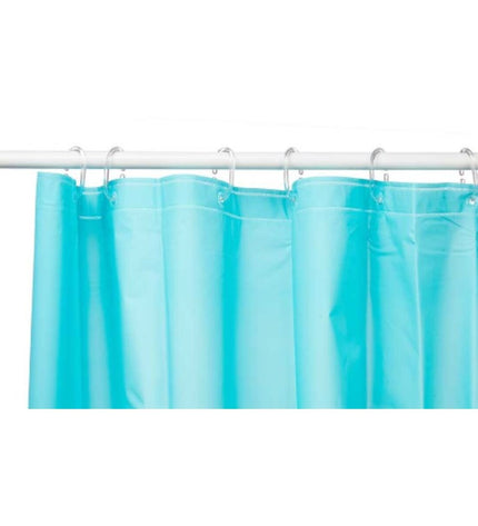 Set of 12 Berilo blue polyethylene EVA shower curtains measuring 180x180 cm, suitable for bathroom use.