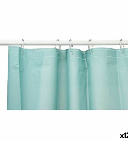 Set of 12 Berilo green polyethylene EVA shower curtains, 180x180 cm, suitable for bathroom use