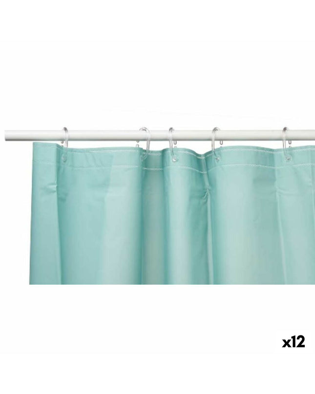 Set of 12 Berilo green polyethylene EVA shower curtains, 180x180 cm, suitable for bathroom use