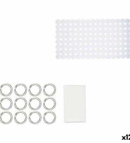 Set of 12 white PVC and EVA bath mats from Berilo, measuring 28x42x6 cm, ideal for home and bathroom use.