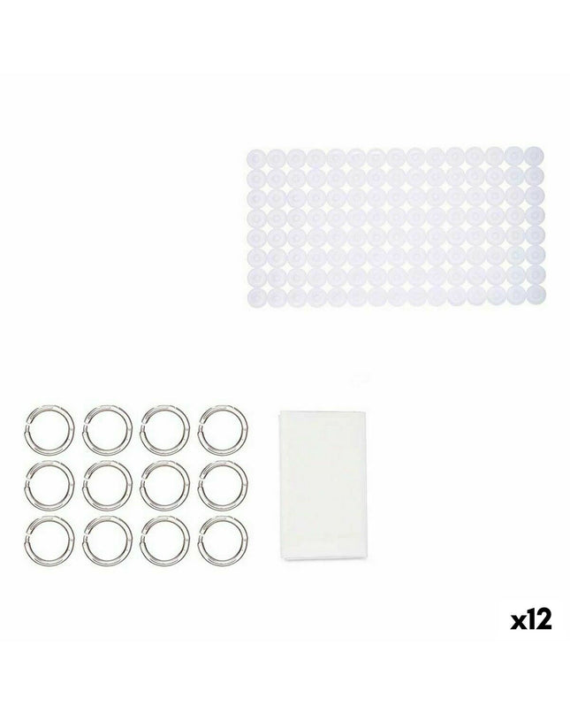 Set of 12 white PVC and EVA bath mats from Berilo, measuring 28x42x6 cm, ideal for home and bathroom use.