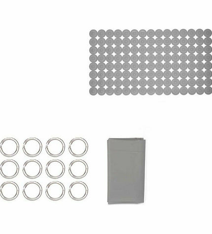 Set of 12 gray PVC, polyethylene, EVA bath mats by Berilo, measuring 28 x 42 x 6 cm, suitable for bathroom use.