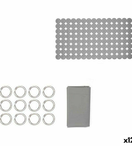 Set of 12 Berilo gray PVC and EVA bathroom mats, 28x42x6 cm, for home and kitchen use, shown in the image.