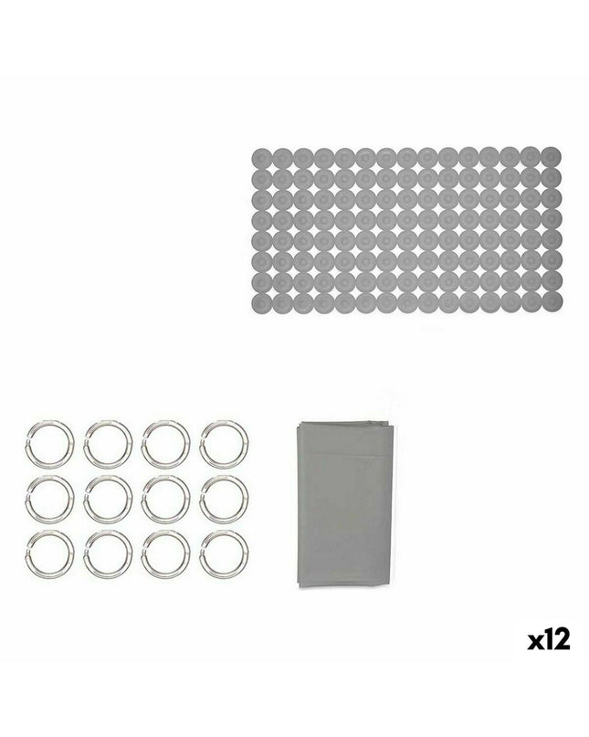 Set of 12 Berilo gray PVC and EVA bathroom mats, 28x42x6 cm, for home and kitchen use, shown in the image.