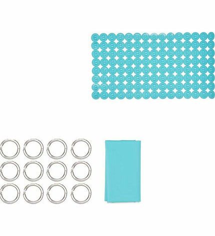 Set of 12 blue Berilo PVC EVA plastic bath mats with dimensions 28x42x6 cm, suitable for home and kitchen use.