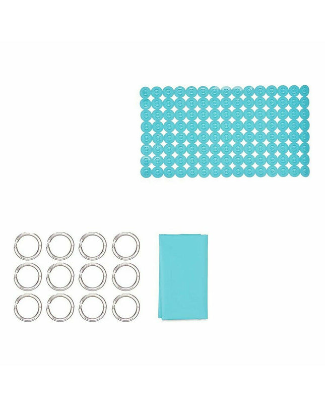 Set of 12 blue Berilo PVC EVA plastic bath mats with dimensions 28x42x6 cm, suitable for home and kitchen use.