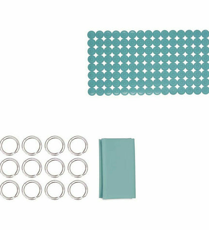 Set of 12 Berilo green PVC EVA bath mats, 28 x 42 x 6 cm, for home and bathroom use, with textured surface for safety.