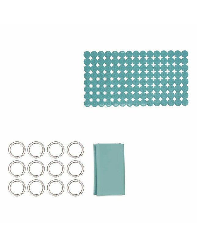 Set of 12 Berilo green PVC EVA bath mats, 28 x 42 x 6 cm, for home and bathroom use, with textured surface for safety.