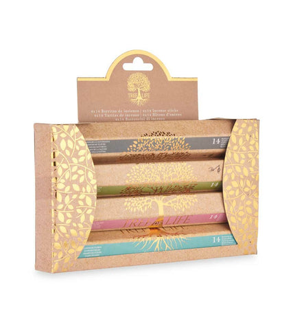 Acorde Wierookset Acorde Tree Life with 12 incense sticks, decorative house and cooking home decor item, natural wooden design