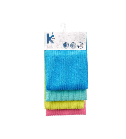 Set of 12 colorful cleaning cloths in blue, green, pink, and turquoise, sizes 40x60 cm and 15x31x5 cm, from BigBuy Home