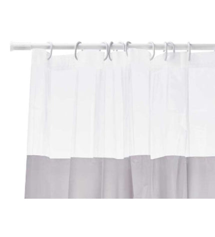 Berilo Grijs transparant plastic shower curtain with 12 shower liners, 180 x 180 cm, for bathroom privacy and waterproofing.