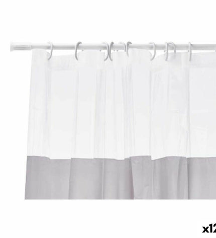 Set of 12 Berilo gray transparent PEVA shower curtains, 180x180 cm, plastic bathroom accessories for home and kitchen use.