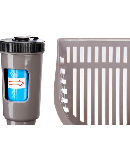 Mascow Stofblik Mascow Antraciet plastic zakdispenser for pets, 28x7x12.5 cm, with 12 units, ideal for cat waste management.
