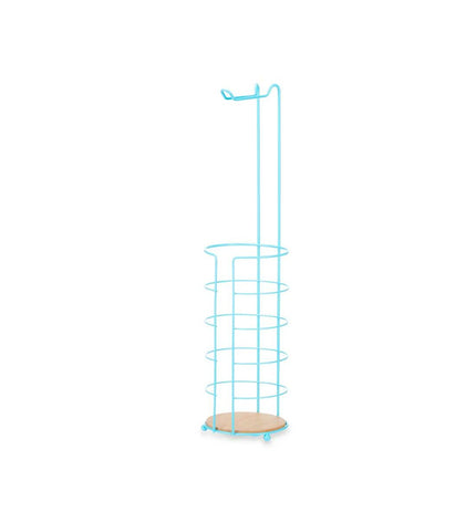Berilo blauw toiletrolhouder set with four wall-mounted holders, measuring 16.5 x 63.5 x 16.5 cm, for bathroom organization.