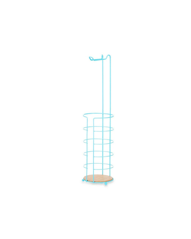 Berilo blauw toiletrolhouder set with four wall-mounted holders, measuring 16.5 x 63.5 x 16.5 cm, for bathroom organization.