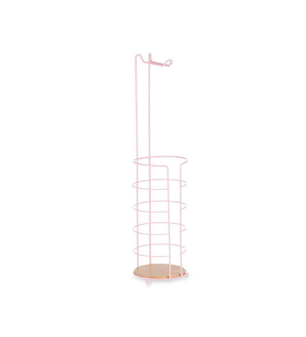 Berilo roze toiletrolhouder set with four wall-mounted holders, measuring 16.5 x 63.5 cm, for bathroom storage.