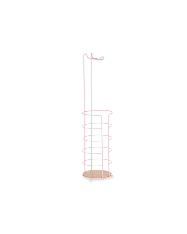 Berilo roze toiletrolhouder set with four wall-mounted holders, measuring 16.5 x 63.5 cm, for bathroom storage.
