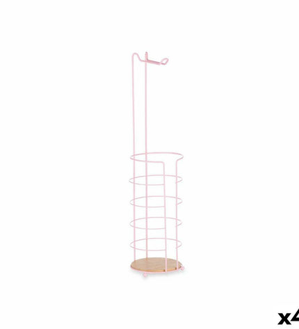 Set of four Berilo pink toilet paper holders in a bathroom, measuring 16.5 x 63.5 x 16.5 cm, for house and kitchen use.
