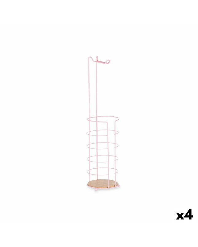 Set of four Berilo pink toilet paper holders in a bathroom, measuring 16.5 x 63.5 x 16.5 cm, for house and kitchen use.