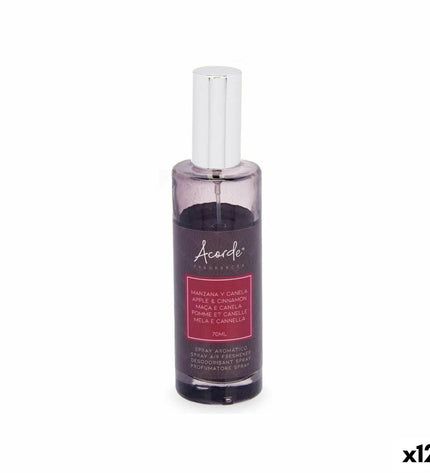 Acorde luchtverfrisserspray met appel en kaneel geur, 70 ml, afgebeeld met 12 flessen voor huisdecoratie en frisheid.
