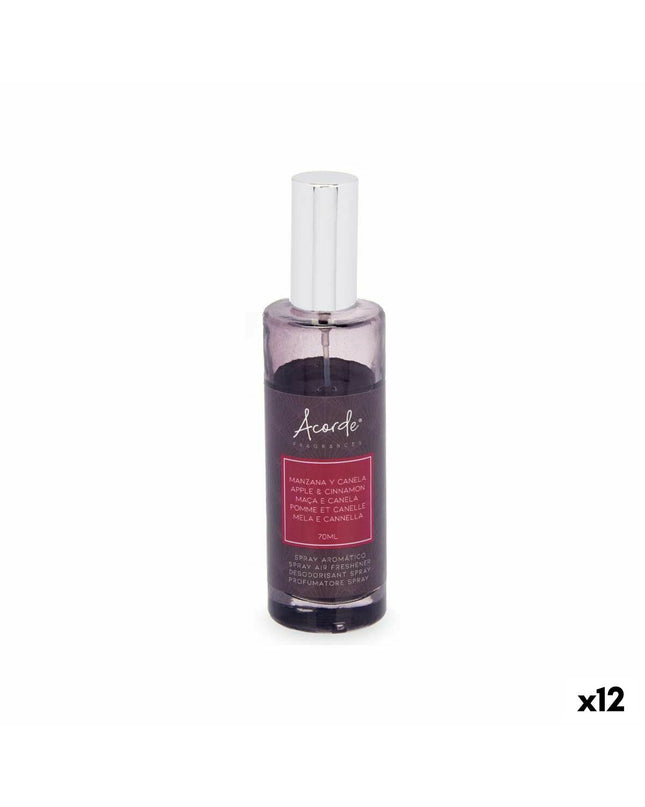 Acorde luchtverfrisserspray met appel en kaneel geur, 70 ml, afgebeeld met 12 flessen voor huisdecoratie en frisheid.