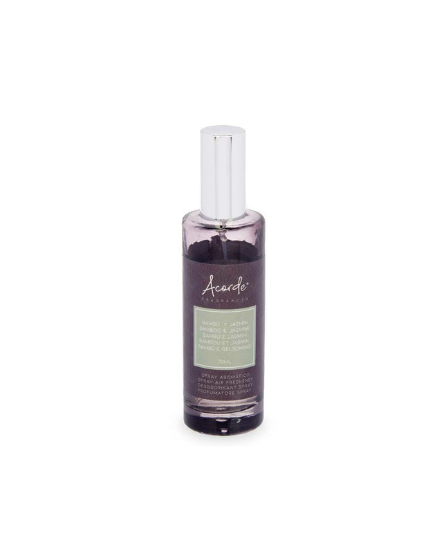 Acorde Bamboe Jasmijn luchtverfrisserspray 70 ml, set of 12, with bamboo and jasmine scent, suitable for home decor and freshening spaces.