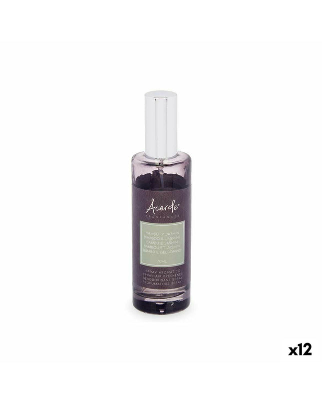 Acorde Bamboe Jasmijn luchtverfrisserspray 70 ml, 12-pack, home decor and kitchen freshener with bamboo and jasmine scent.