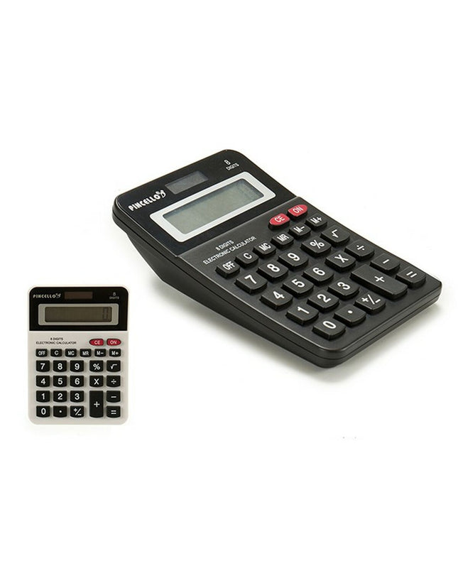 Pincello white and black calculator, compact office electronics, 10 x 4 x 14.5 cm, set of 24, suitable for office supplies.