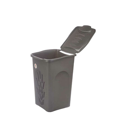 Set of six Stefanplast 50L anthracite plastic laundry baskets with 37x56x39 cm dimensions, ideal for home organization.