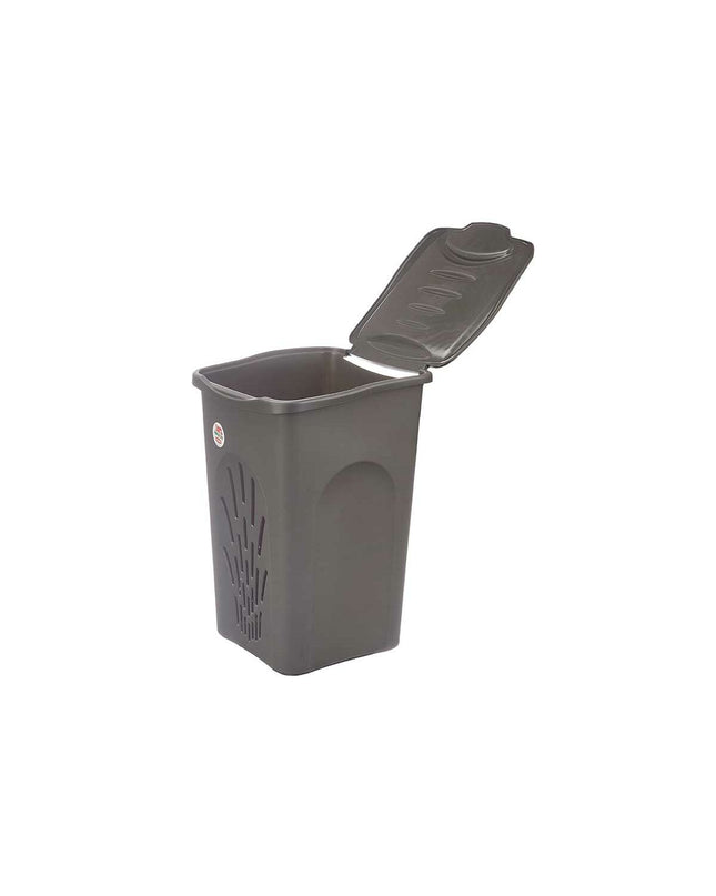 Set of six Stefanplast 50L anthracite plastic laundry baskets with 37x56x39 cm dimensions, ideal for home organization.