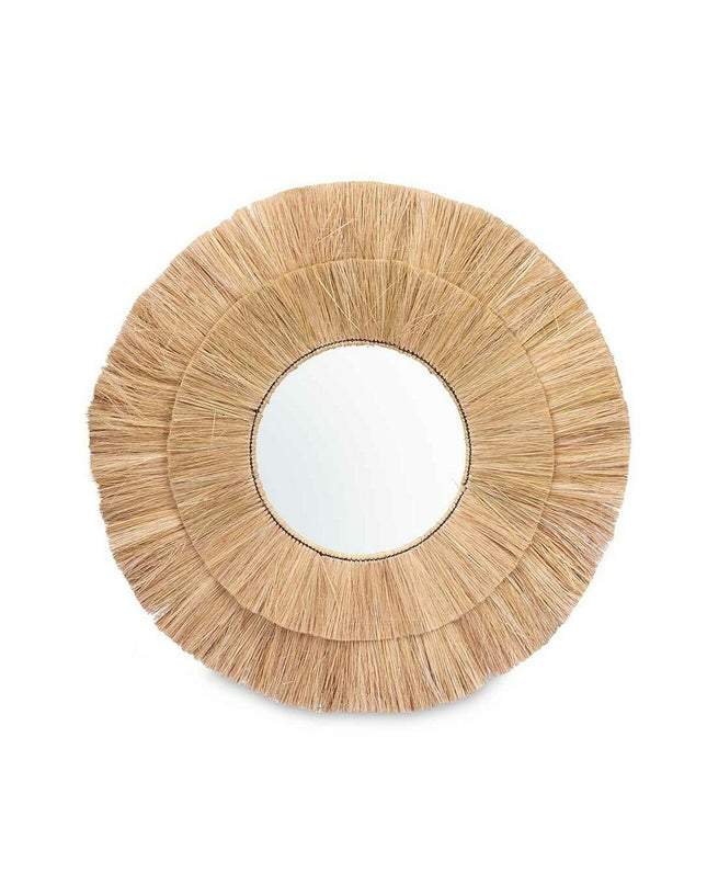 Gift Decor round brown wall mirror, 110x110 cm, with a sleek circular frame, perfect for home decor and kitchen areas.