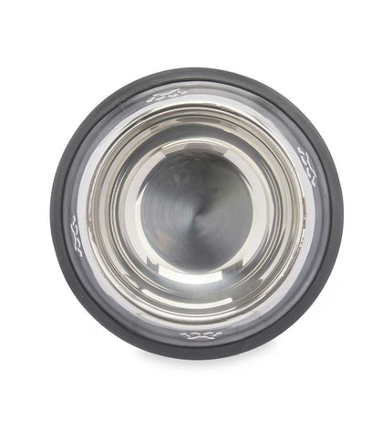 Gray rubber and metal dog bowl by Mascow, 18x4.5x18 cm, set of 24, ideal for feeding dogs with durable, non-slip design.