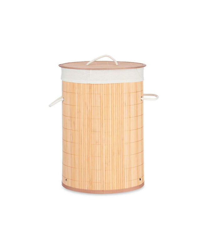 Kipit natural cotton and polyester laundry baskets with bamboo and MDF handles, set of 4, 48L, 37x50x37cm for home organization