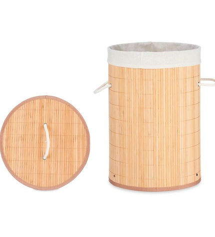 Set of four Kipit laundry baskets with natural cotton, bamboo, and MDF, measuring 37x50x37 cm, for home organization.