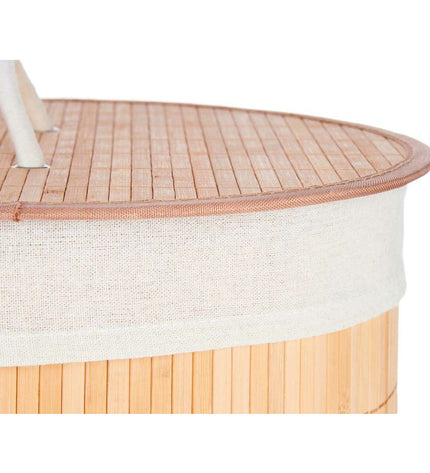 Set of four Kipit laundry baskets made of natural cotton, bamboo, and MDF, 48L capacity, 37x50x37 cm for home storage and organization.