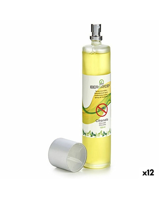 Ibergarden citronella air freshener spray 100 ml, 12-pack, with citrus scent, for home and kitchen decor.